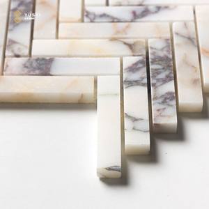 Mosaïque de marbre Calacatta Viola à chevrons sur mesure YUSHI pour crédence de cuisine et décoration murale de salle de bain - Product Image 4