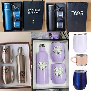 Juego de Regalo Empresarial Navideño, Caja con 3 Termos de Acero Inoxidable de 17 oz, Botella de Agua Térmica al Vacío con 2 Tazas - Product Image 1