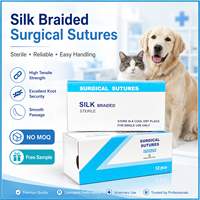 Sutures chirurgicales en soie tressée pour hôpitaux vétérinaires, fil de suture vétérinaire stérile, 12 pièces, sans MOQ, échantillon gratuit