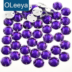 Strass en résine Oleeya, pierres précieuses en vrac, 8+8, cristaux ronds, strass à dos plat argenté à coudre pour robe de mariée - Product Image 1