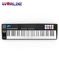 WORLDE PANDA61 Portable 61-Key USB MIDI Keyboard Controller 8 RGB Colorful Backlit Pads with USB Cable