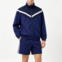 Ensemble de jogging coupe-vent personnalisé pour homme, 2 pièces, blocs de couleur, coupe-vent, résistant à l'eau, léger, respirant, décontracté, sportif