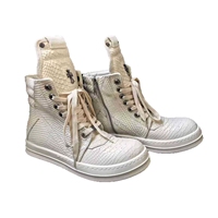Bottes mi-hautes rétro pour homme de haute qualité, en cuir véritable, style crocodile, motif serpent, grande taille, chaussures de marche