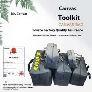 Đen lớn hình chữ nhật xách tay công cụ điện túi dây kéo Dày da mộc Túi vải cao su Logo tùy chỉnh ODM - Product Image 3