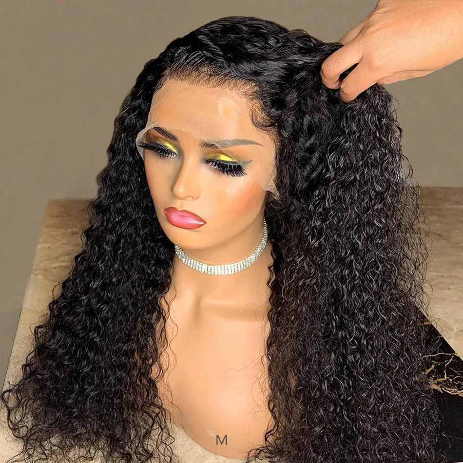 Wholesale Kinky Curly Raw Indian Virgin Human Hair Hd Lace Front Wig Cheap Transparent Full 360 Lace Frontal Wig For Black Women