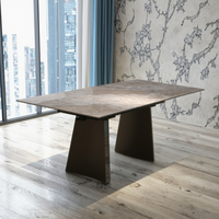 Meubles de salle à manger modernes et luxueux sur mesure, pieds en métal, plateau en céramique, table en verre trempé, pliable, 6 places, à vendre