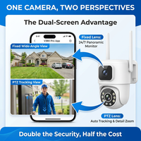 Caméra de sécurité binoculaire V380 Pro 4MP WiFi PTZ extérieure sans fil avec suivi automatique, vision nocturne couleur, IP66, Cloud CMOS
