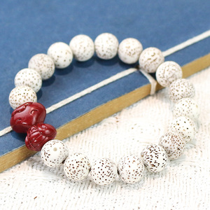 Pulsera de semillas de Bodhi de 18 mm, redonda, con serpiente tallada en cinabrio, regalo de joyería unisex - Product Image 4
