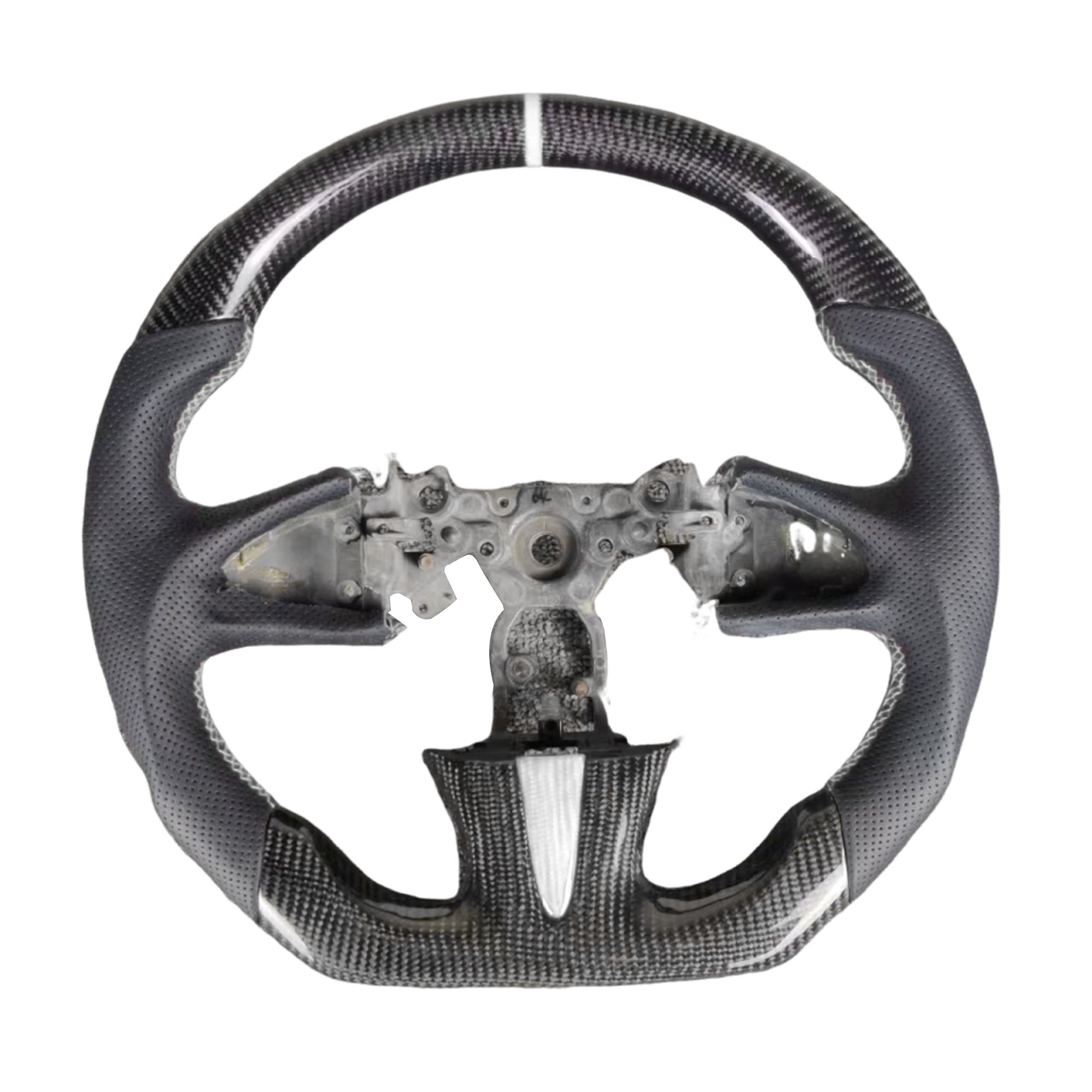 คาร์บอนไฟเบอร์ + หนังพรุน + แถบเย็บสีขาว