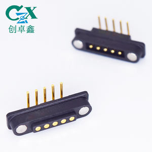 CZX Magnet adapter Gold platte Batterie 90 Grad rechtwinklige Biegung feder belasteter Pogo Pin 5-poliger Magnetst ecker - Product Image 1