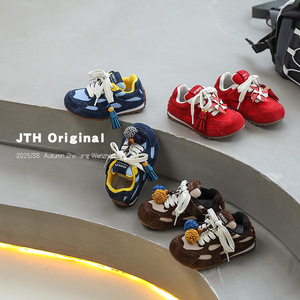 Autumn 2025 New Children's Training Big <strong>Boy's</strong> Leather Casual Korean Style Red Forrest Gump Trendy <strong>Velcro</strong> Closure Cartoon Shoes - Product Image 2