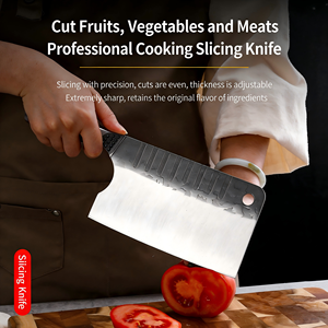 Couteau de cuisine forgé à la main 2 en 1, trancheur et hachoir, lame 4Cr13, manche en bois durable, couteau de chef professionnel pour la maison et les restaurants - Product Image 3