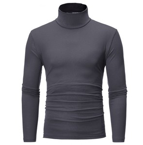 Nuevas Camisetas de Moda de Poliéster de Color Sólido con Logo Personalizado para Hombre de Corte Slim y Cuello de Tortuga - Product Image 4