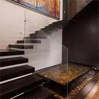 Escalier intérieur droit flottant personnalisable Conception de contremarche ouverte Escalier mural en métal peu encombrant avec options de finition