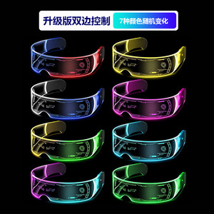 Led <b>Light</b> Up Glasses Seven Color Sci Fi Style Oversized Full Frame Black Acrylic Performance Eyewear For Party Bar <b>Dj</b> - Product Image 3