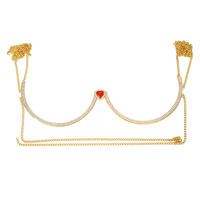Collier de soutien-gorge en cristal coeur rouge bijoux de chaîne de corps femmes strass bralette chaînes bijoux de corps