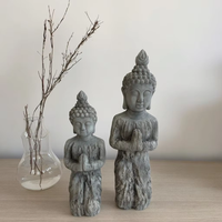 Statue de bouddha moderne faite à la main Lianda Sculpture d'art abstrait en béton avec un design minimaliste écologique pour la maison ou le bureau