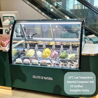 Vitrine congélateur à glace en verre incurvé, armoire à gelato commerciale en acier inoxydable, personnalisation OEM disponible