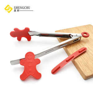 Pinces de cuisine en silicone en forme de bonhommes de pain d'épices, série Noël, pour salade, pain, barbecue extérieur, steak, buffet – Vente en gros - Product Image 3