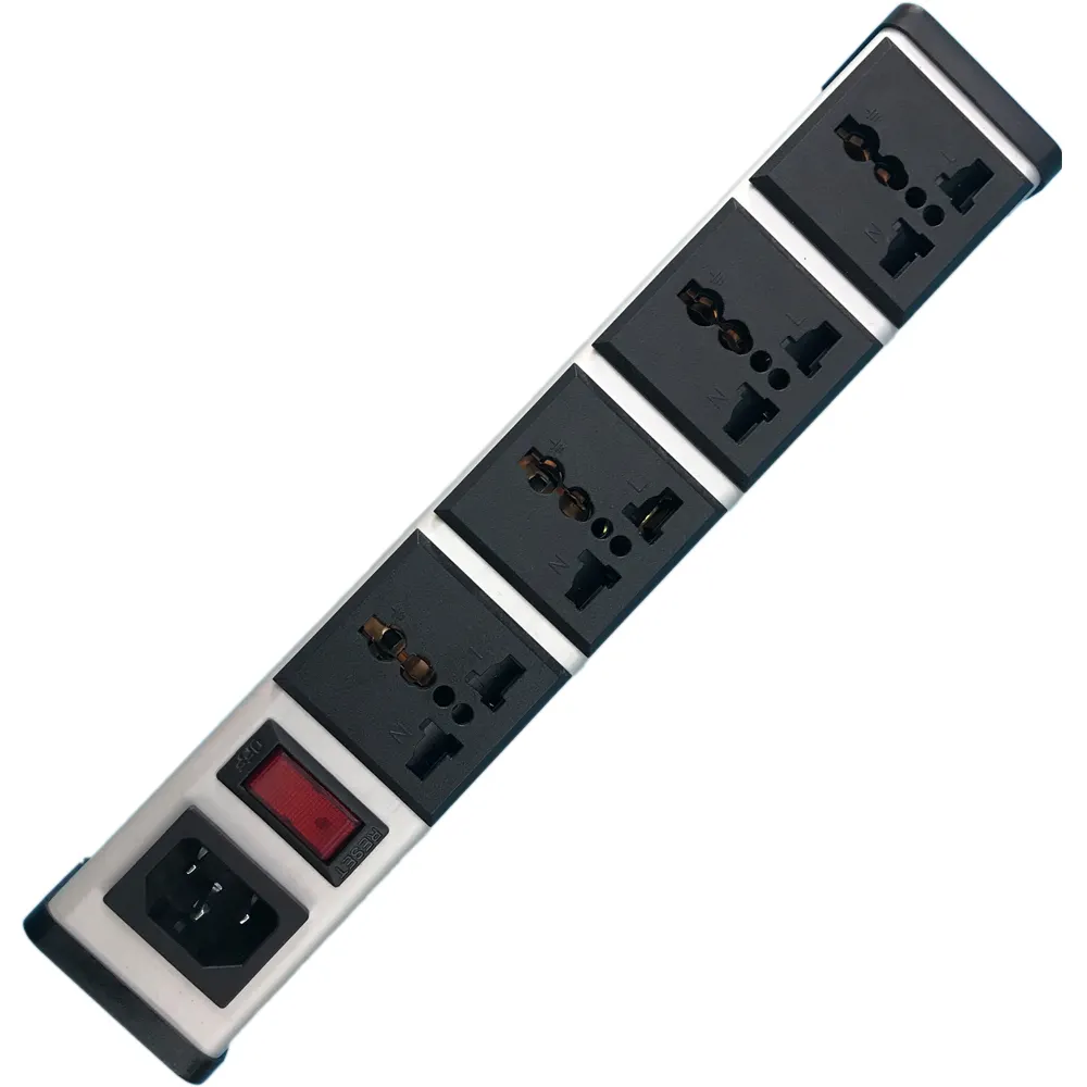 IEC 60320 C14 INPUT 4 Outlet STRIP Daya UNIVERSAL, Rak Vertikal/Dudukan Permukaan, Penutup Logam dengan Sakelar