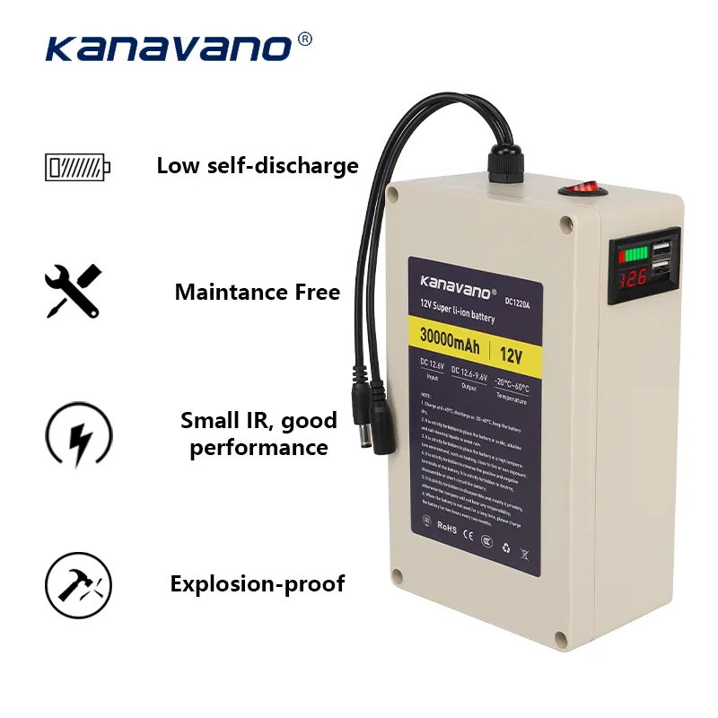 Kanavano Energy Storage Battery 12V 20Ah Rechargeable USB Lithium Battery With DC Connector