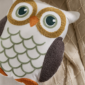 Housse de coussin décorative en coton doux, brodée en 3D, motif animal brodé en boucle, forme hibou, pour canapé - Product Image 6