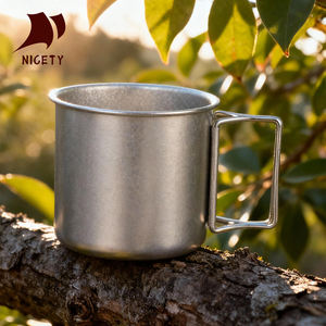 390ml 450ml Gelas Minum <span class=keywords><strong>Titanium</strong></span> Ringan Peralatan Minum <span class=keywords><strong>Titanium</strong></span> dengan Pegangan Lipat - Product Image 4