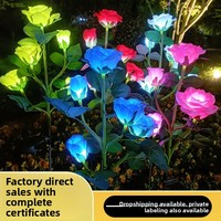 Lampe solaire réaliste en forme de rose, étanche IP65, LED, en acier inoxydable, pour jardin, pelouse, mariage, décoration de fête