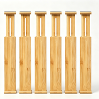 Diviseurs de tiroirs en bambou réglables, lot de 6 organisateurs de tiroirs extensibles pour la cuisine, les vêtements et le bureau, s'adaptent aux intérieurs de tiroirs