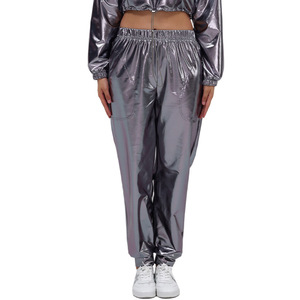 <span class=keywords><strong>Pantalones</strong></span> de Baile de Calle Brillantes <span class=keywords><strong>para</strong></span> Mujer, Estilo Hip Hop, de Piel Sintética Holográfica Metálica, Anchos y Holgados, <span class=keywords><strong>para</strong></span> Fiesta, Jazz, Disfraz, Cosplay - Product Image 3