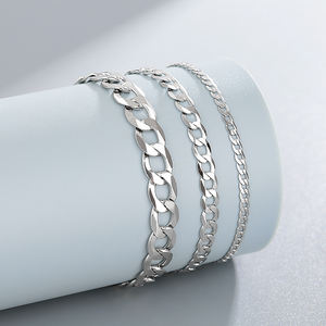 이탈리안 마이애미 쿠반 링크 커브 팔찌 <span class=keywords><strong>925</strong></span> 스털링 실버 3-5-8MM 청키 플랫 텍스처 폴리싱 럭셔리 남녀공용 힙합 주얼리 - Product Image 2