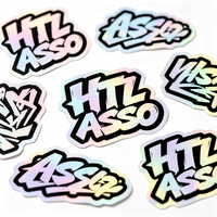 Autocollants holographiques personnalisés imperméables avec logo, mini autocollants décoratifs pour ordinateur portable, autocollants d'animation imperméables