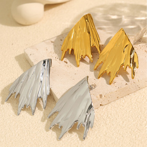 Wing-Shaped <b>Stud</b> <b>Earrings</b> Gold <b>Silver</b> Asymmetrical Design Women's Fashion Jewelry - Product Image 1
