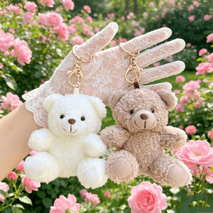 Porte-clés en peluche avec ours en peluche, breloque de sac et porte-clés lion personnalisé mignon et doux de 10 cm pour sac à dos - Product Image 4