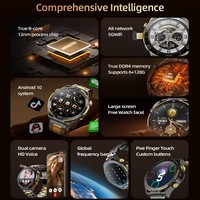 Montre connectée 4G avec grand stockage 6G+128G, Android 10 Api29, processeur 8 cœurs MTK 6762, GPU, réseau LTE mondial, avec carte SIM