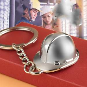 سلسلة مفاتيح معدنية ثلاثية الأبعاد بشعار مخصص للبيع بالجملة سلسلة مفاتيح ثلاثية الأبعاد لسلامة الخوذة في أماكن البناء - Product Image 5