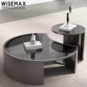 WISEMAX 가구 고급 홈 가구 강화 유리 커피 테이블 사무실 호텔 현대 반원 조합 커피 테이블 - Product Image 6
