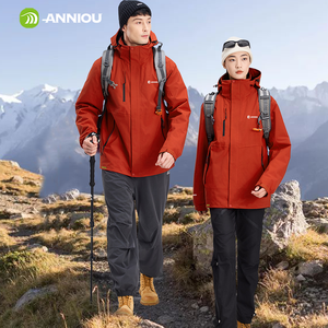 Chaqueta con capucha desmontable impermeable 3 en 1 para hombres y mujeres a prueba de viento con forro polar para senderismo, esquí, ropa al aire libre - Product Image 1
