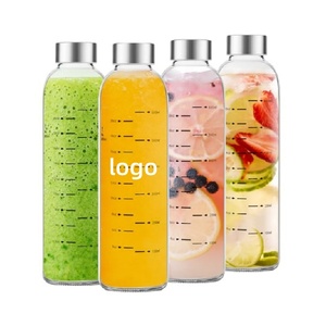 Botellas de <span class=keywords><strong>Agua</strong></span> de Vidrio Reutilizables de 17 oz, <span class=keywords><strong>a</strong></span> Prueba de Fugas, con Tapas Duraderas de Acero Inoxidable, Marcas de Medición Claras para la Hidratación Diaria - Product Image 1