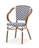 Ensemble de salle à manger d'extérieur moderne avec chaises en aluminium à cadre en maille textilène et table ronde pour hôtel, patio, balcon, loisirs