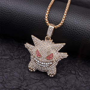 Collar con Colgante de Gengar con Incrustaciones de Diamantes, Cadena Unisex Estilo Hip Hop para Uso Diario, en Oro, Morado y Blanco K - Product Image 2