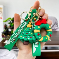 Porte-clés de Noël personnalisé en silicone 3D, ensemble de breloques Père Noël, bonhomme de neige et renne avec accessoires dorés, cadeau de Noël pour le chaussette de Noël