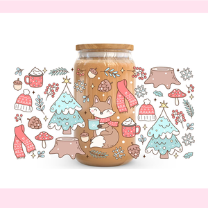 Bonito zorro de Navidad bosque de invierno puede envolver UVDTF Impresión de transferencia para vasos y botellas tamaño personalizado lavable transferencia de calor - Product Image 1