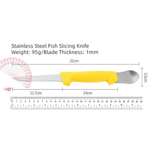 Fishing Knife Fish Belly Spoon Camping Fixed Blade 3CR13 Stainless Steel Drop Point Straight <b>Edge</b> <b>Plastic</b> 1mm Thickness 31cm - Product Image 3