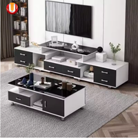 Meuble TV de luxe moderne pour salon, ensemble meuble TV et table basse avec tiroirs de rangement, vente chaude à Foshan