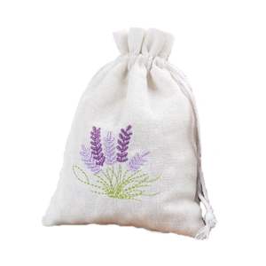 Sacs de Sachet de Lavande en Lin de Coton Rechargeables avec Cordon de Serrage de Logo Brodé Personnalisé pour Fleurs Séchées et Épices - Product Image 2