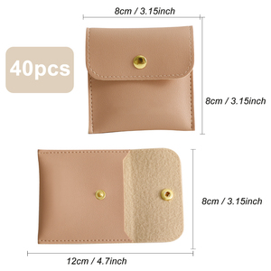 PUPPYSEW Vente en gros de sacs à bijoux 8x8cm, sacs à boutons, sacs en similicuir PU, sacs d'emballage pour bracelets, boucles d'oreilles, bagues, sans logo, livraison rapide - Product Image 2