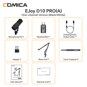 ไมโครโฟนไร้สาย COMICA EJoy D10 Pro(A) แบบไดนามิกคาร์ดิออยด์ ตัวเรือนโลหะ ไฟ RGB พร้อมระบบตัดเสียงรบกวน สำหรับการสตรีม การบันทึกเสียง พอดแคสต์ และ Twitch - Product Image 4