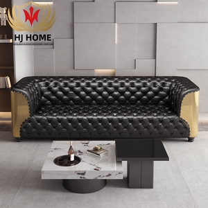 Hj nhà Loft Aviator chính hãng Buff da cổ điển sang trọng Sofa ghế chỗ ngồi nhôm cổ điển cổ điển couch Set 4321 - Product Image 5
