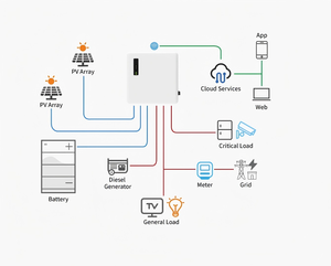 Huayu Bon Prix Prêt à l'emploi UE Onduleur Hybride Triphasé 98% Efficacité 2 MPPT Écran LCD 8-12KW Système Solaire Complet Domestique Lithium - Product Image 6